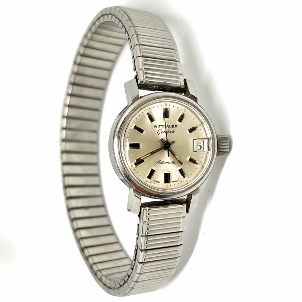 Vintage Wittnauer Geneve Stainless Automatic 17 Jewel Woman's Wind Watch WORKING